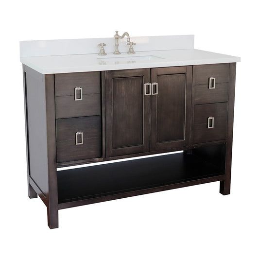 Bellaterra Home Monterey 49" 2-Door 4-Drawer Silvery Brown Freestanding Vanity Set With Ceramic Undermount Rectangular Sink and White Quartz Top