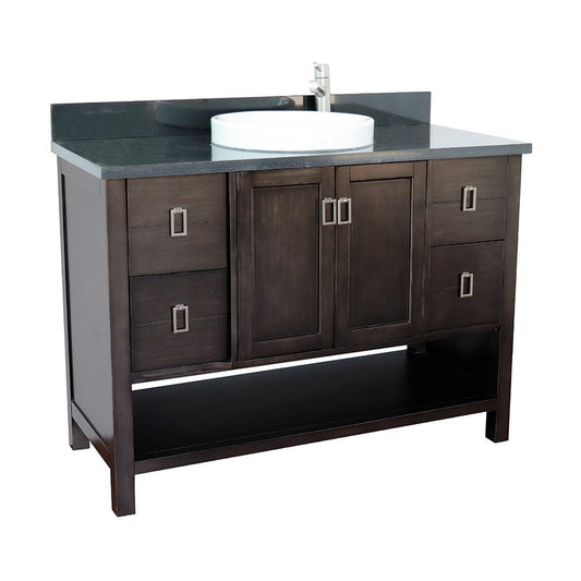 Bellaterra Home Monterey 49" 2-Door 4-Drawer Silvery Brown Freestanding Vanity Set With Ceramic Vessel Sink and Black Galaxy Top