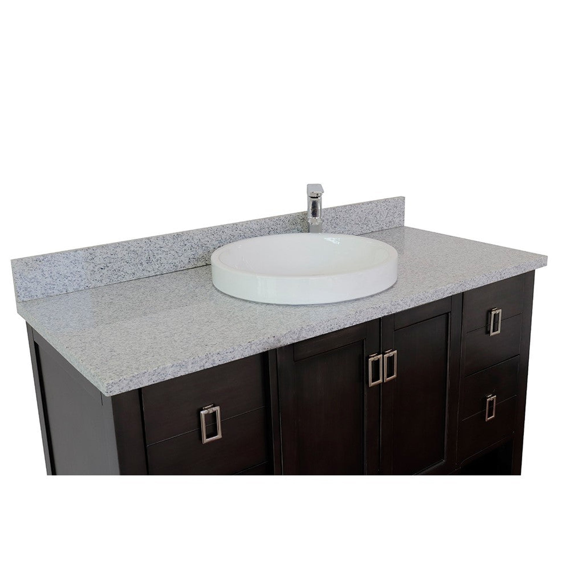 Bellaterra Home Monterey 49" 2-Door 4-Drawer Silvery Brown Freestanding Vanity Set With Ceramic Vessel Sink and Gray Granite Top