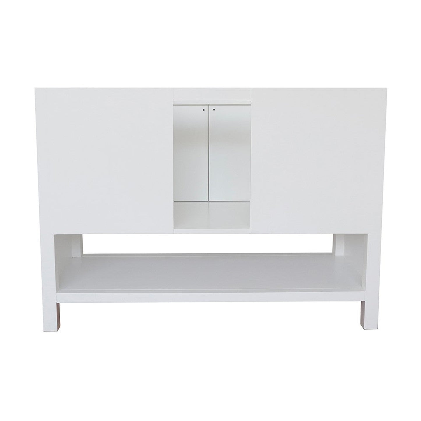 Bellaterra Home Monterey 49" 2-Door 4-Drawer White Freestanding Vanity Set With Ceramic Undermount Oval Sink and White Quartz Top