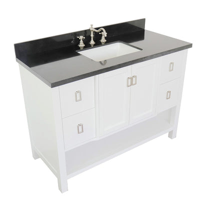 Bellaterra Home Monterey 49" 2-Door 4-Drawer White Freestanding Vanity Set With Ceramic Undermount Rectangular Sink and Black Galaxy Top