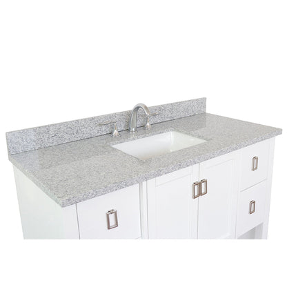 Bellaterra Home Monterey 49" 2-Door 4-Drawer White Freestanding Vanity Set With Ceramic Undermount Rectangular Sink and Gray Granite Top
