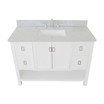 Bellaterra Home Monterey 49" 2-Door 4-Drawer White Freestanding Vanity Set With Ceramic Undermount Rectangular Sink and Gray Granite Top