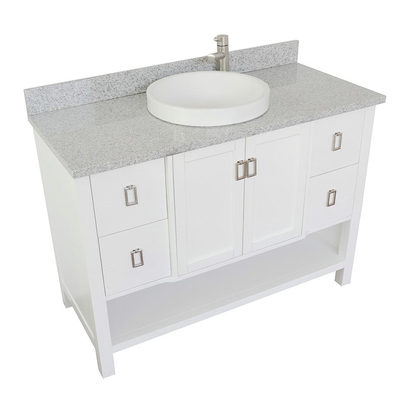 Bellaterra Home Monterey 49" 2-Door 4-Drawer White Freestanding Vanity Set With Ceramic Vessel Sink and Gray Granite Top