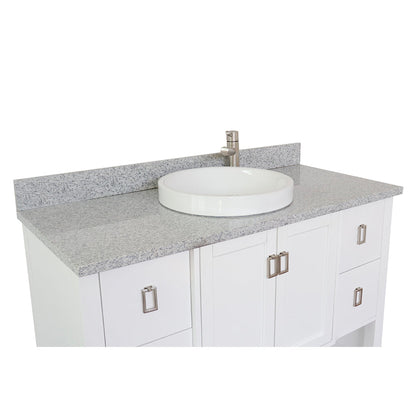 Bellaterra Home Monterey 49" 2-Door 4-Drawer White Freestanding Vanity Set With Ceramic Vessel Sink and Gray Granite Top