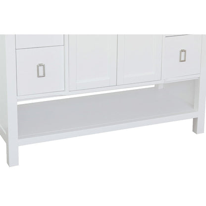 Bellaterra Home Monterey 49" 2-Door 4-Drawer White Freestanding Vanity Set With Ceramic Vessel Sink and White Carrara Marble Top