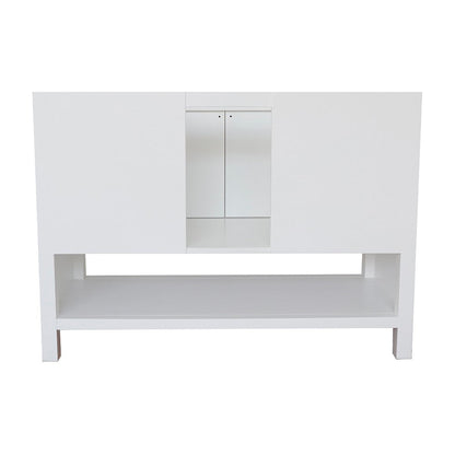 Bellaterra Home Monterey 49" 2-Door 4-Drawer White Freestanding Vanity Set With Ceramic Vessel Sink and White Carrara Marble Top