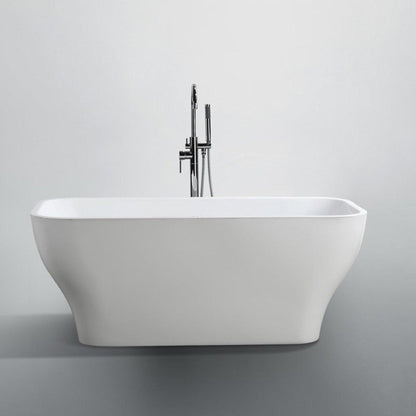Bellaterra Home Novara 59" x 24" Glossy White Rectangle Acrylic Freestanding Soaking Bathtub