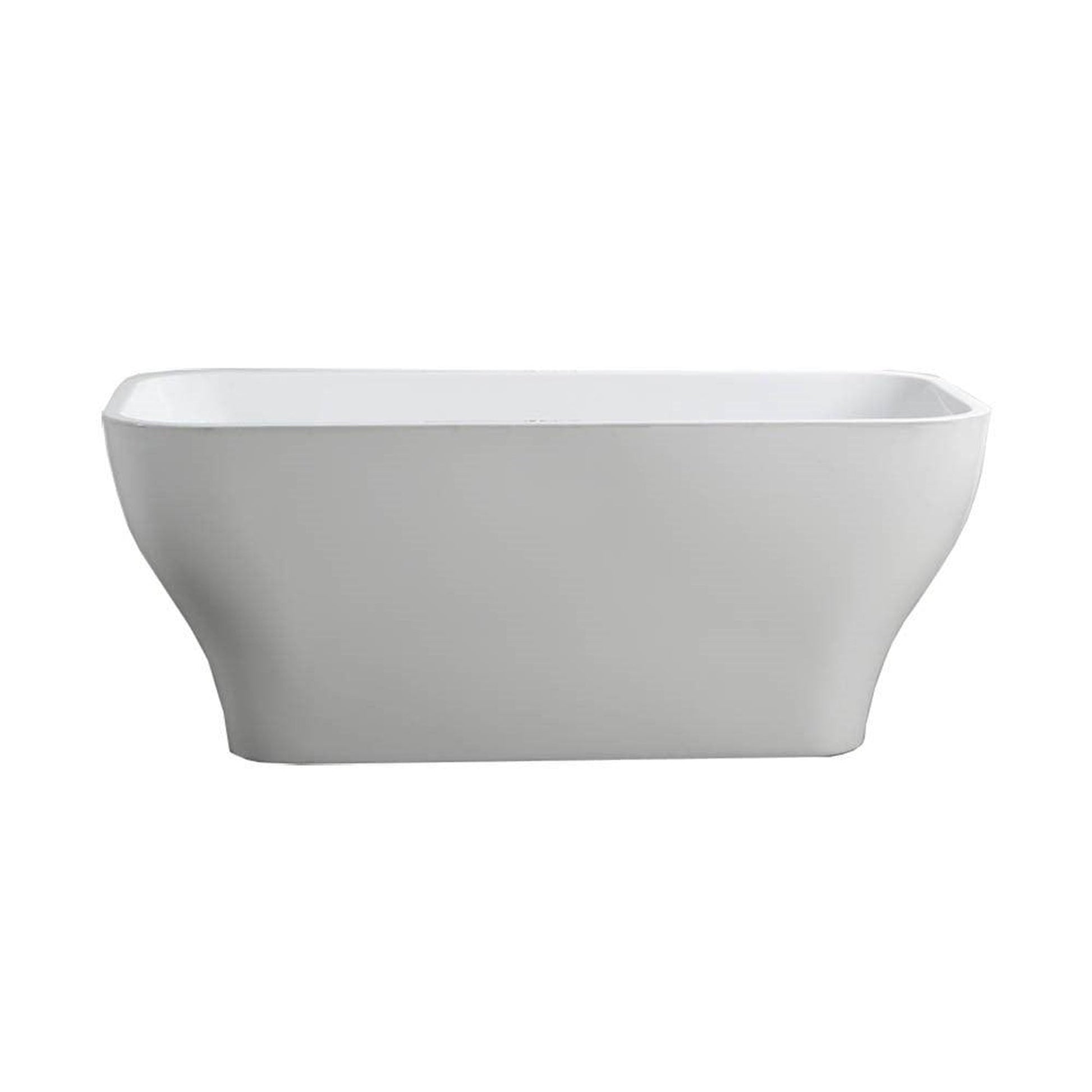 Bellaterra Home Novara 59" x 24" Glossy White Rectangle Acrylic Freestanding Soaking Bathtub
