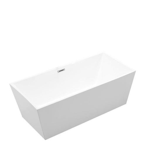 Bellaterra Home Odessa 67" x 24" Glossy White Rectangle Acrylic Freestanding Soaking Bathtub