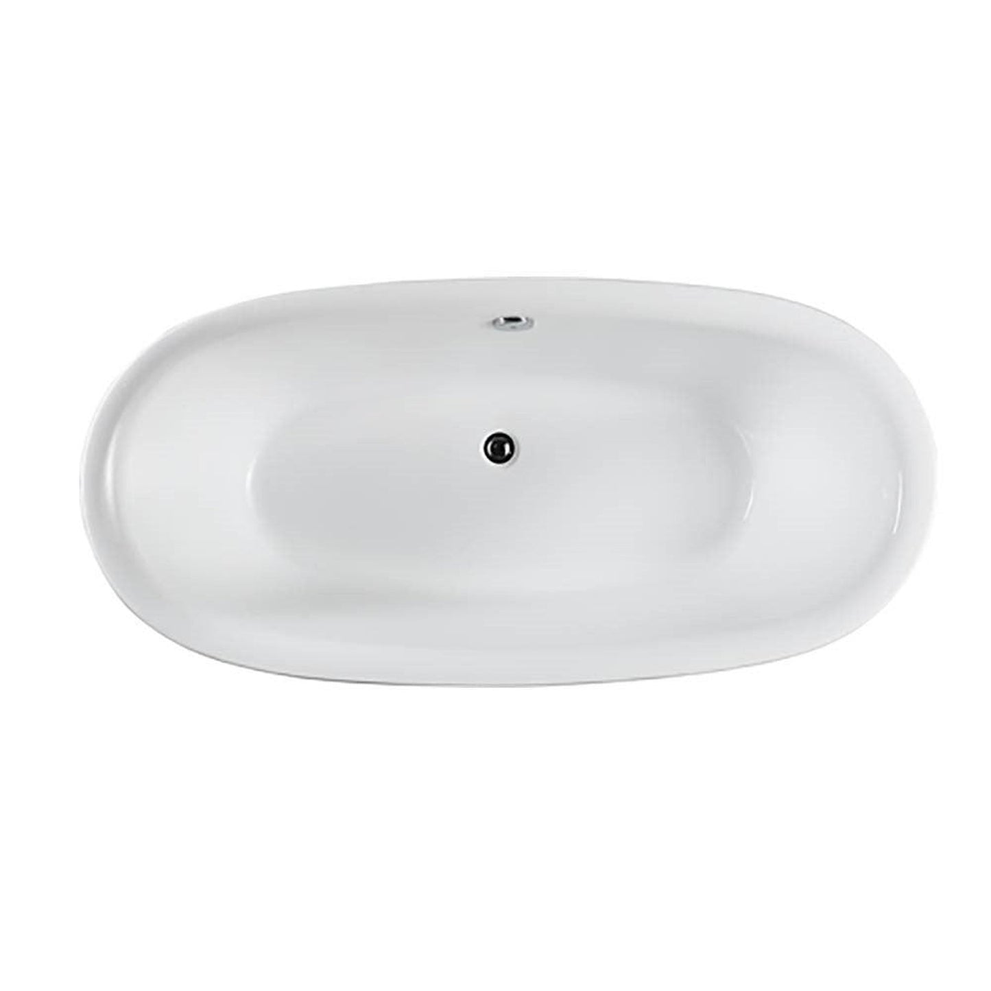 Bellaterra Home Palermo 67" x 24" Glossy White Oval Acrylic Freestanding Soaking Bathtub