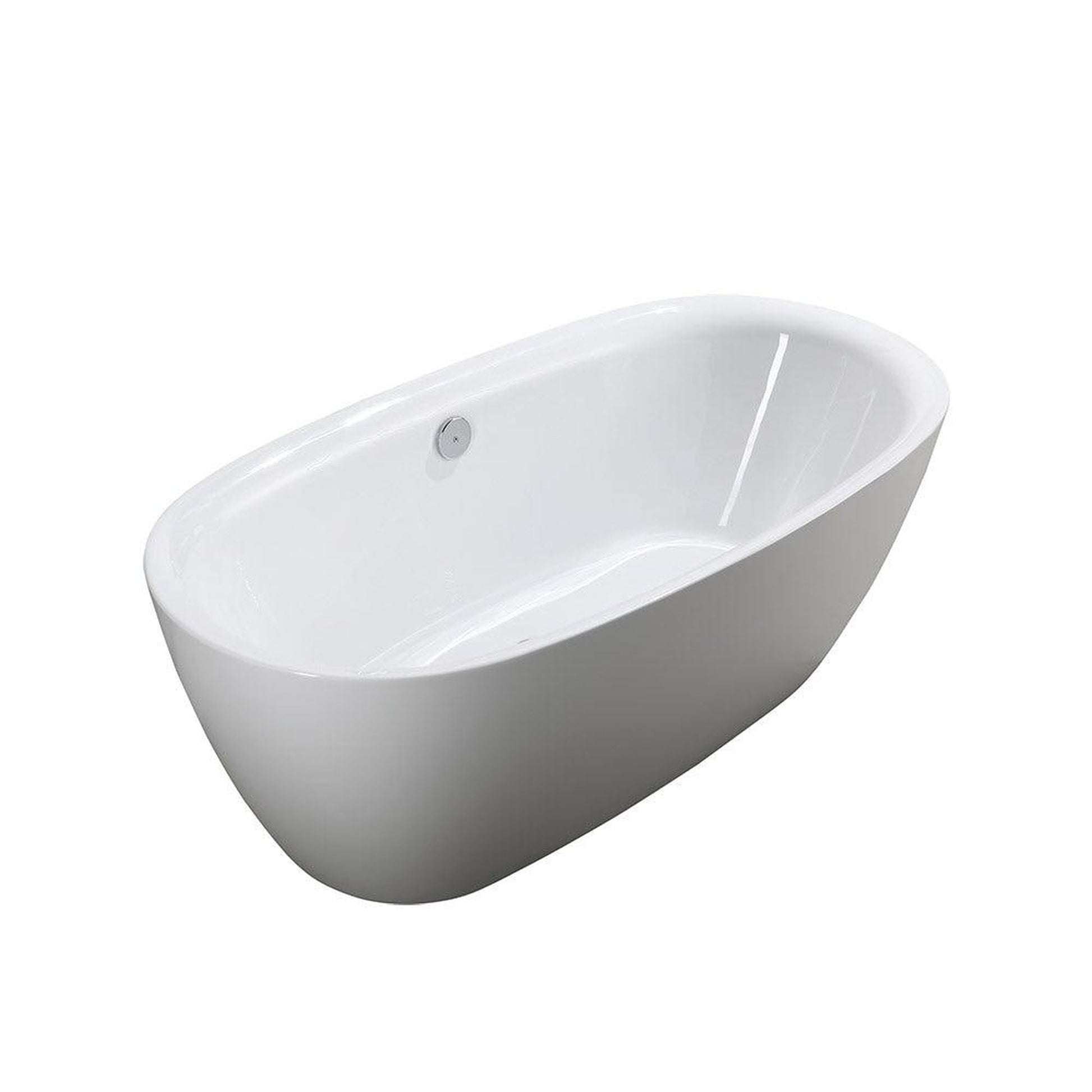 Bellaterra Home Palermo 67" x 24" Glossy White Oval Acrylic Freestanding Soaking Bathtub