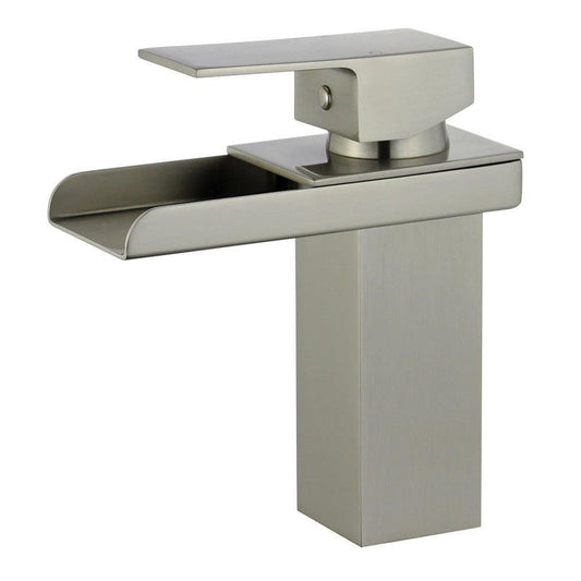 Bellaterra Home Pampalona 6" Single-Hole and Single Handle Brushed Nickel Bathroom Faucet With Overflow Drain