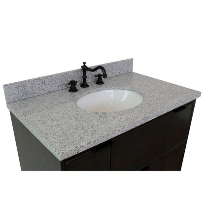 Bellaterra Home Paris 37" 2-Door 1-Drawer Linen Gray Freestanding Vanity Set With Ceramic Undermount Oval Sink and Gray Granite Top