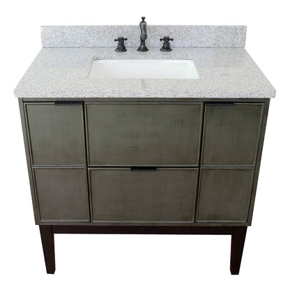 Bellaterra Home Paris 37" 2-Door 1-Drawer Linen Gray Freestanding Vanity Set With Ceramic Undermount Rectangular Sink and Gray Granite Top