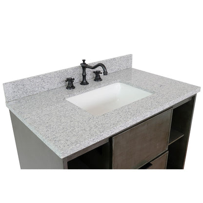 Bellaterra Home Paris Exposed 37" 1-Drawer Linen Gray Freestanding Vanity Set With Ceramic Undermount Rectangular Sink and Gray Granite Top