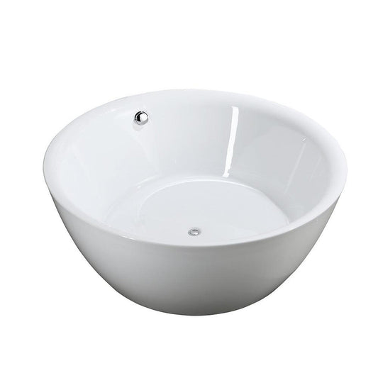 Bellaterra Home Pescara 59" x 24" Glossy White Round Acrylic Freestanding Soaking Bathtub
