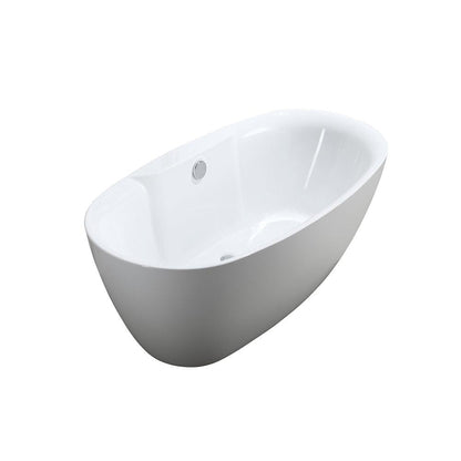 Bellaterra Home Pisa 63" x 23" Glossy White Oval Acrylic Freestanding Soaking Bathtub