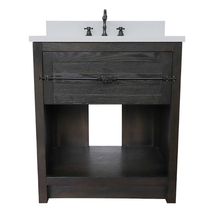 Bellaterra Home Plantation 31" 1-Drawer Brown Ash Freestanding Vanity Set With Ceramic Undermount Rectangular Sink and White Quartz Top