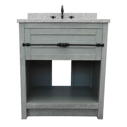 Bellaterra Home Plantation 31" 1-Drawer Gray Ash Freestanding Vanity Set With Ceramic Undermout Rectangular Sink and Gray Granite Top