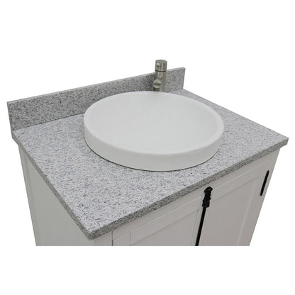 Bellaterra Home Plantation 31" 2-Door Glacier Ash Freestanding Vanity Set With Ceramic Vessel Sink and Gray Granite Top