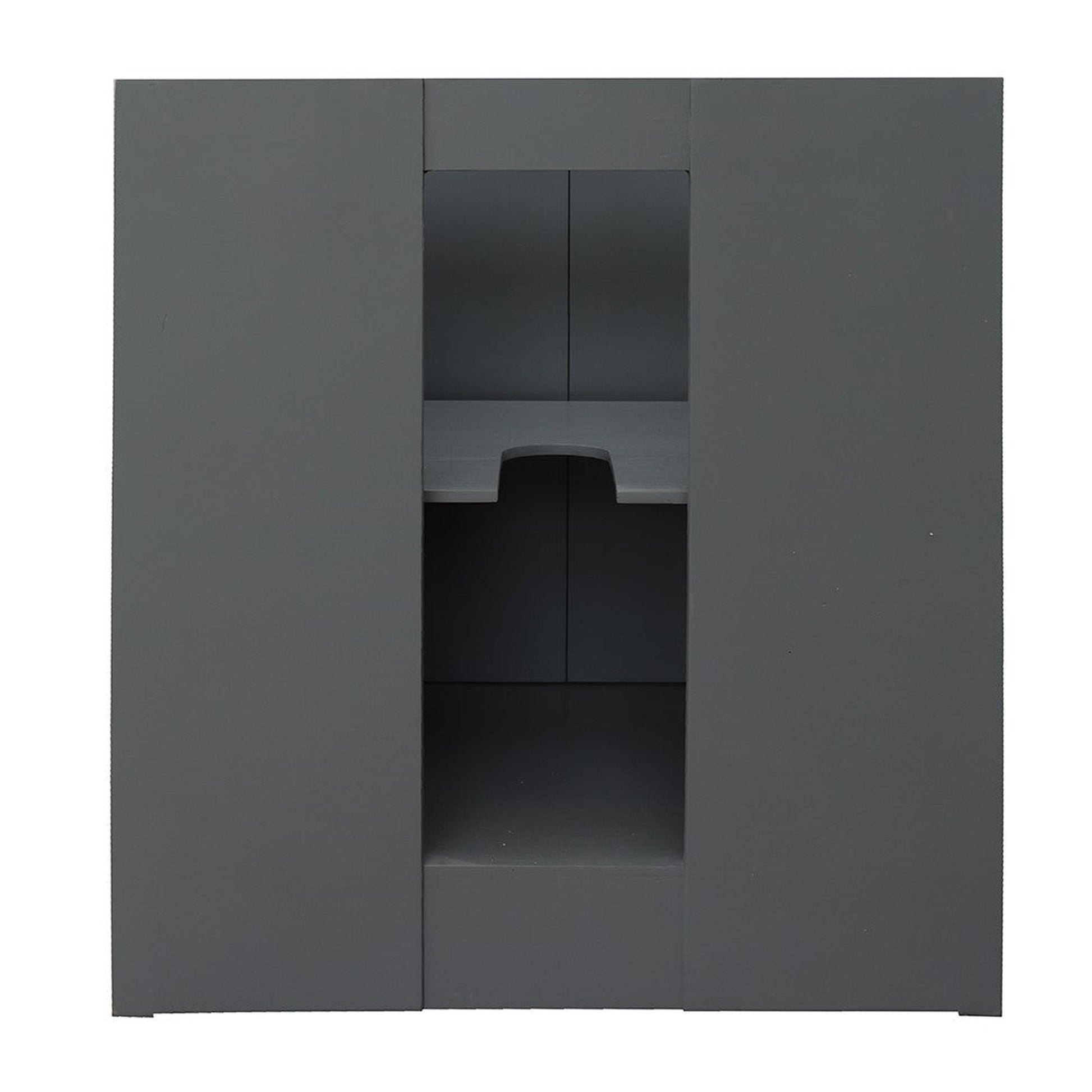 Bellaterra Home Plantation 31" 2-Door Gray Ash Freestanding Vanity Set With Ceramic Undermount Oval Sink and Black Galaxy Top