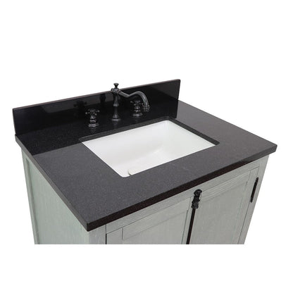 Bellaterra Home Plantation 31" 2-Door Gray Ash Freestanding Vanity Set With Ceramic Undermount Rectangular Sink and Black Galaxy Top