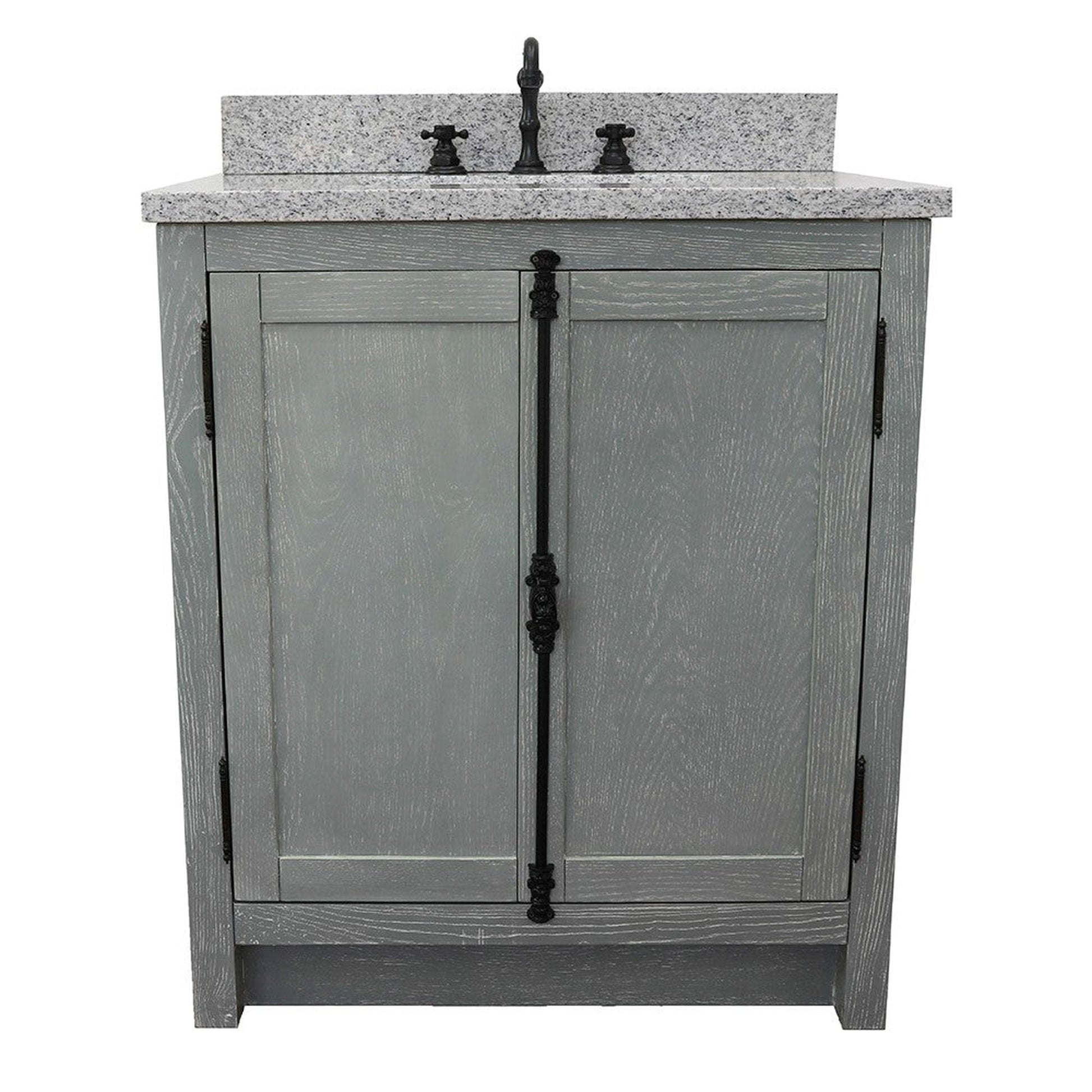 Bellaterra Home Plantation 31" 2-Door Gray Ash Freestanding Vanity Set With Ceramic Undermount Rectangular Sink and Gray Granite Top