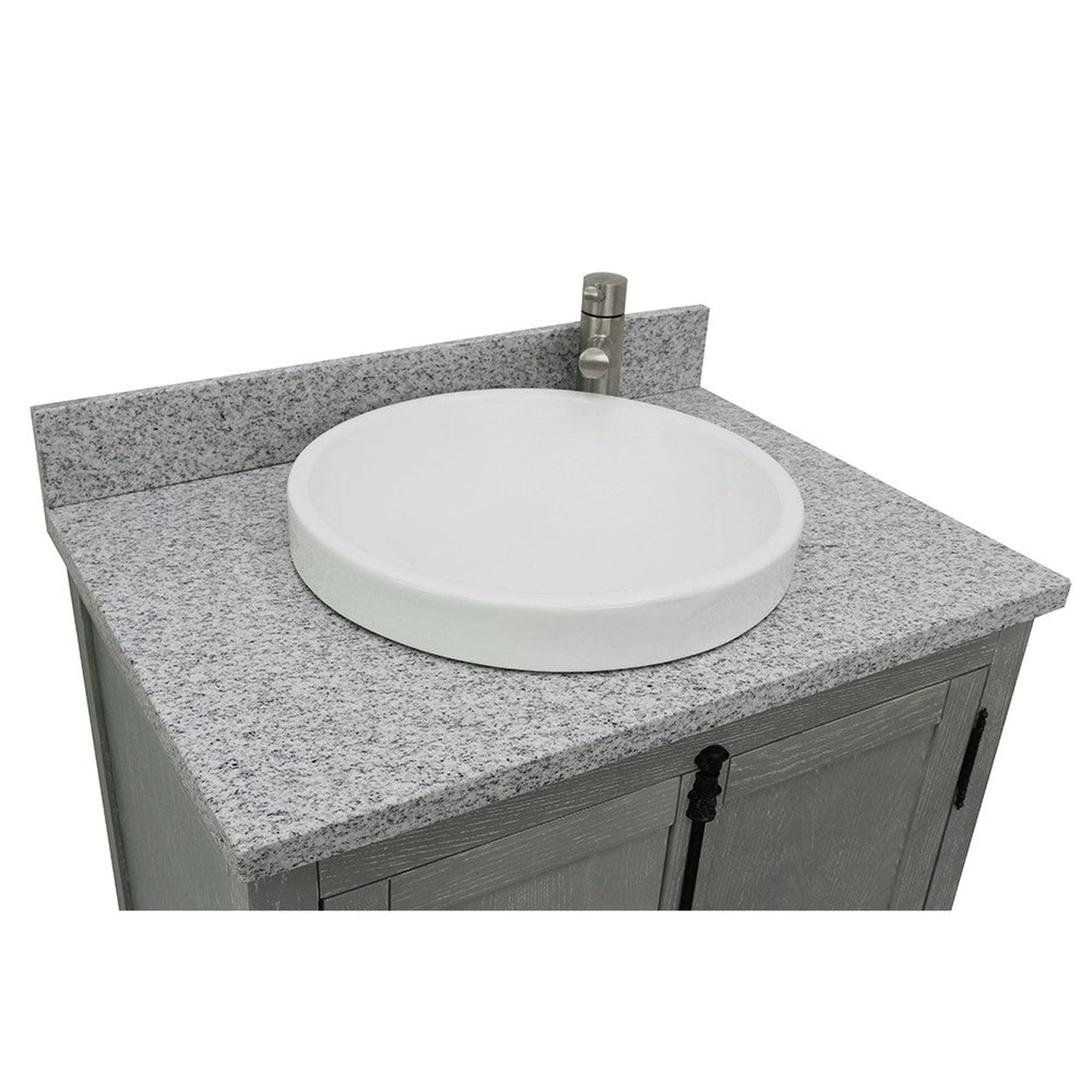 Bellaterra Home Plantation 31" 2-Door Gray Ash Freestanding Vanity Set With Ceramic Vessel Sink and Gray Granite Top