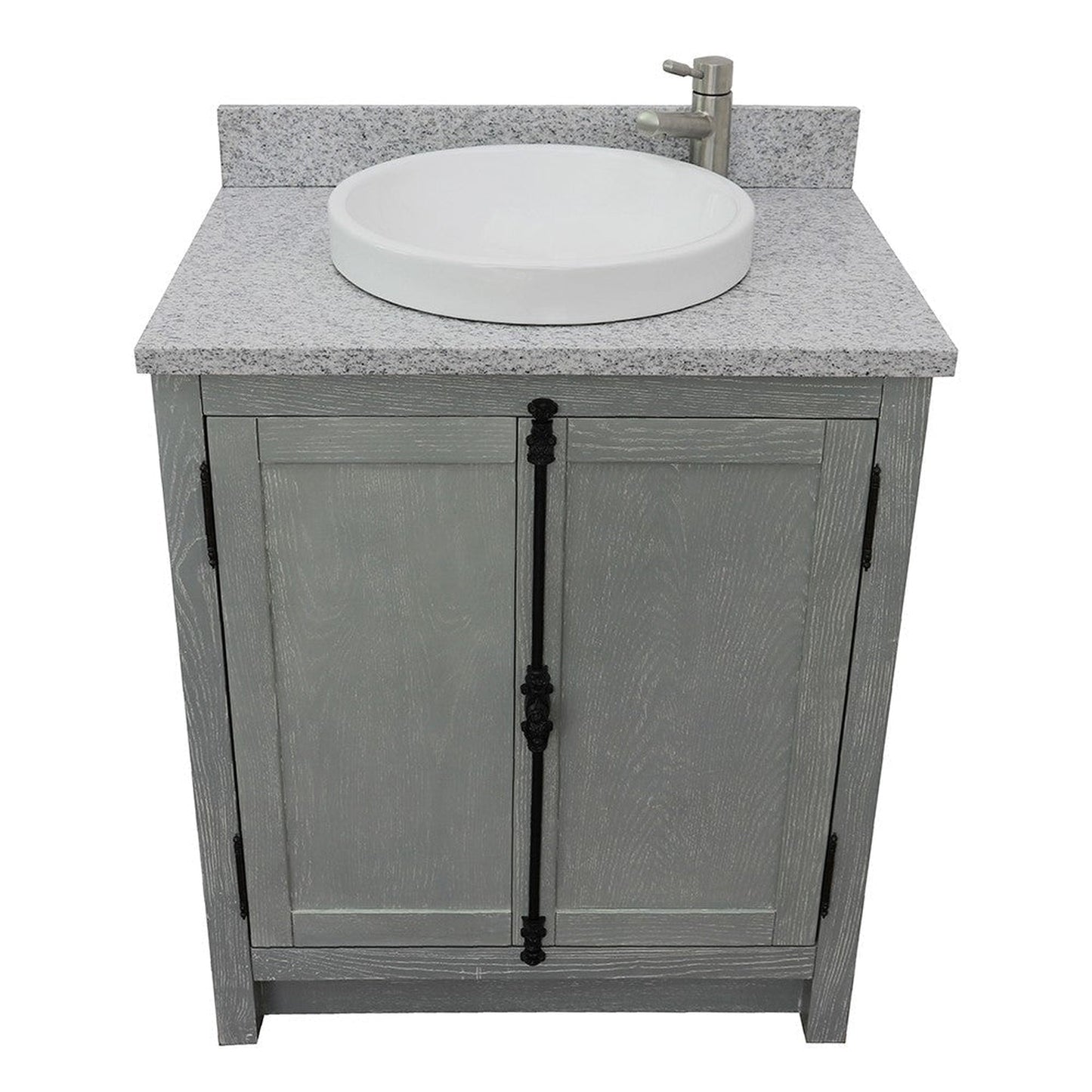 Bellaterra Home Plantation 31" 2-Door Gray Ash Freestanding Vanity Set With Ceramic Vessel Sink and Gray Granite Top