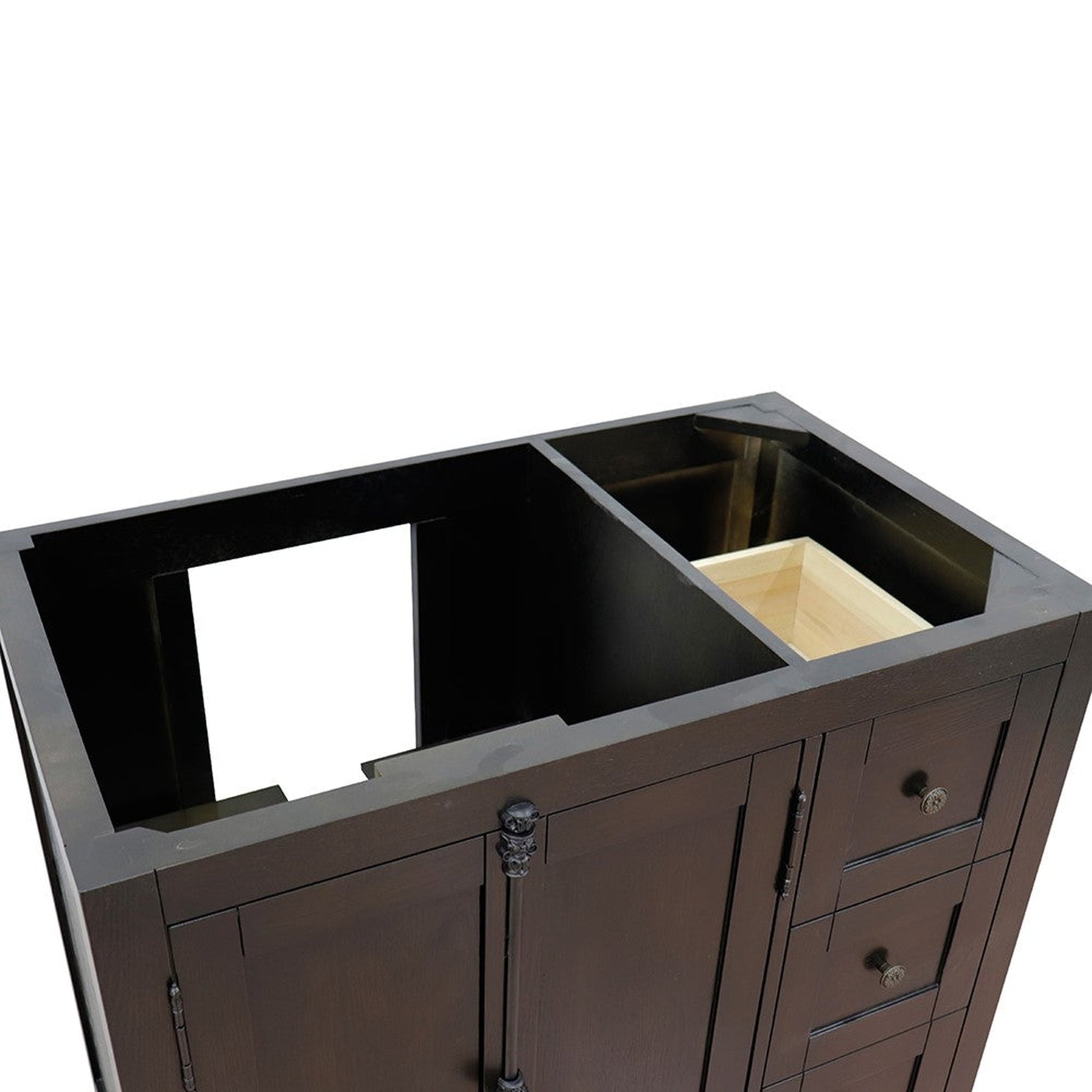 Bellaterra Home Plantation 36" 2-Door 3-Drawer Brown Ash Freestanding Vanity Base With Left Offset