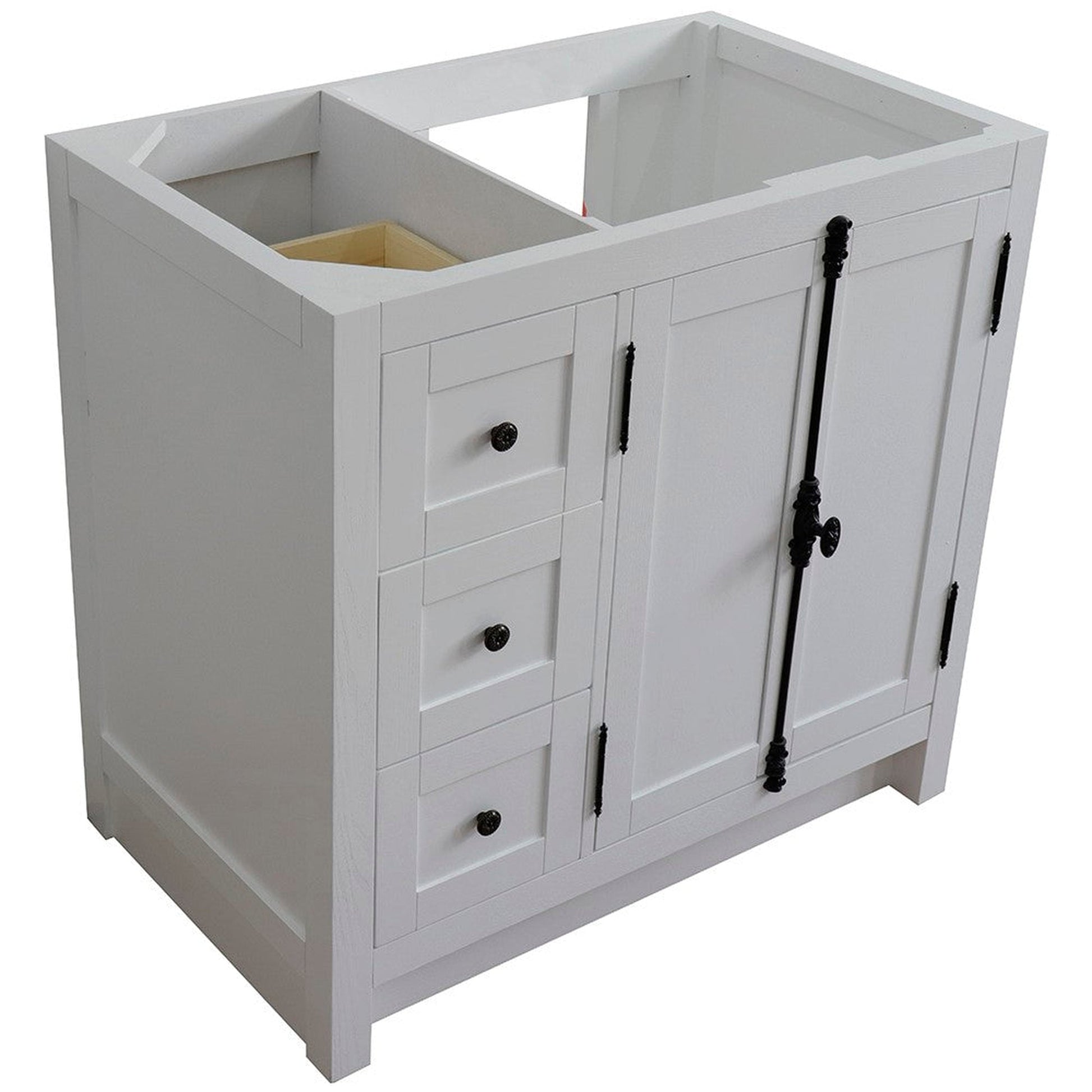 Bellaterra Home Plantation 36" 2-Door 3-Drawer Glacier Ash Freestanding Vanity Base With Right Offset