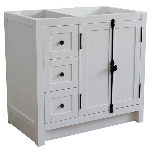 Bellaterra Home Plantation 36" 2-Door 3-Drawer Glacier Ash Freestanding Vanity Base With Right Offset