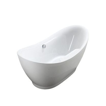 Bellaterra Home Salerno 68" x 32" Glossy White Oval Acrylic Freestanding Double Slipper Soaking Bathtub