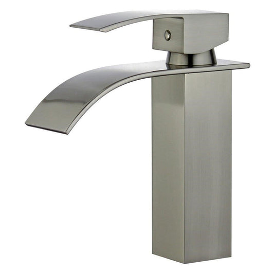 Bellaterra Home Santiago 7" Single-Hole and Single Handle Brushed Nickel Bathroom Faucet With Overflow Drain