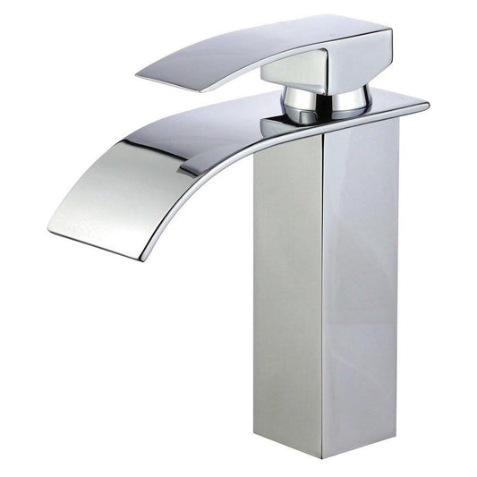 Bellaterra Home Santiago 7" Single-Hole and Single Handle Polished Chrome Bathroom Faucet With Overflow Drain