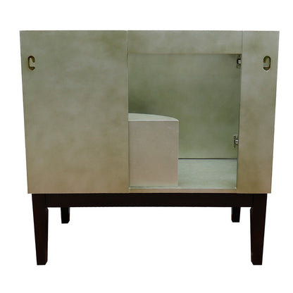 Bellaterra Home Scandi 37" 1-Door 2-Drawer Linen Brown Freestanding Vanity Set With Ceramic Undermount Oval Sink and White Carrara Marble Top