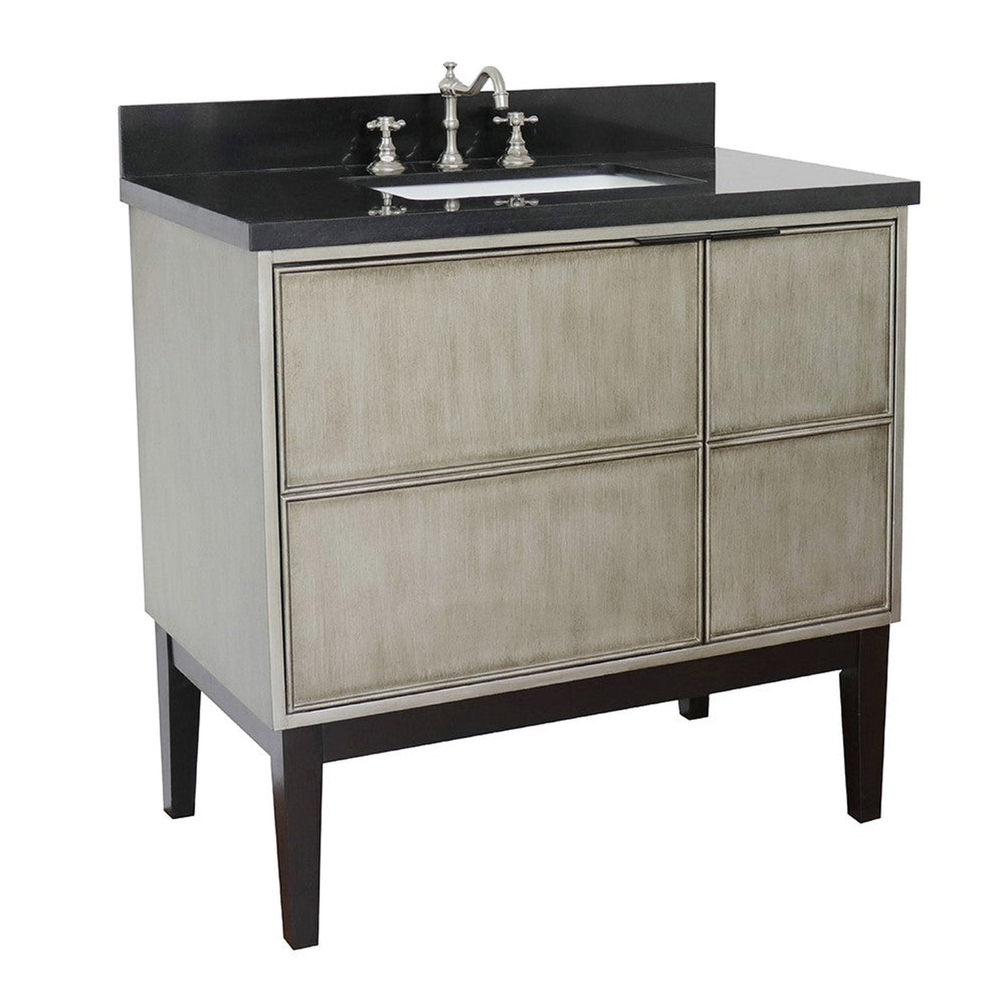 Bellaterra Home Scandi 37" 1-Door 2-Drawer Linen Brown Freestanding Vanity Set With Ceramic Undermount Rectangular Sink and Black Galaxy Top