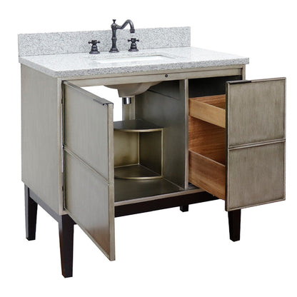 Bellaterra Home Scandi 37" 1-Door 2-Drawer Linen Brown Freestanding Vanity Set With Ceramic Undermount Rectangular Sink and Gray Granite Top