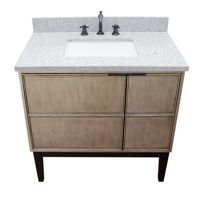 Bellaterra Home Scandi 37" 1-Door 2-Drawer Linen Brown Freestanding Vanity Set With Ceramic Undermount Rectangular Sink and Gray Granite Top