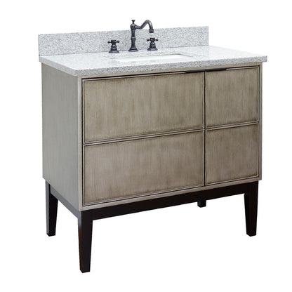 Bellaterra Home Scandi 37" 1-Door 2-Drawer Linen Brown Freestanding Vanity Set With Ceramic Undermount Rectangular Sink and Gray Granite Top