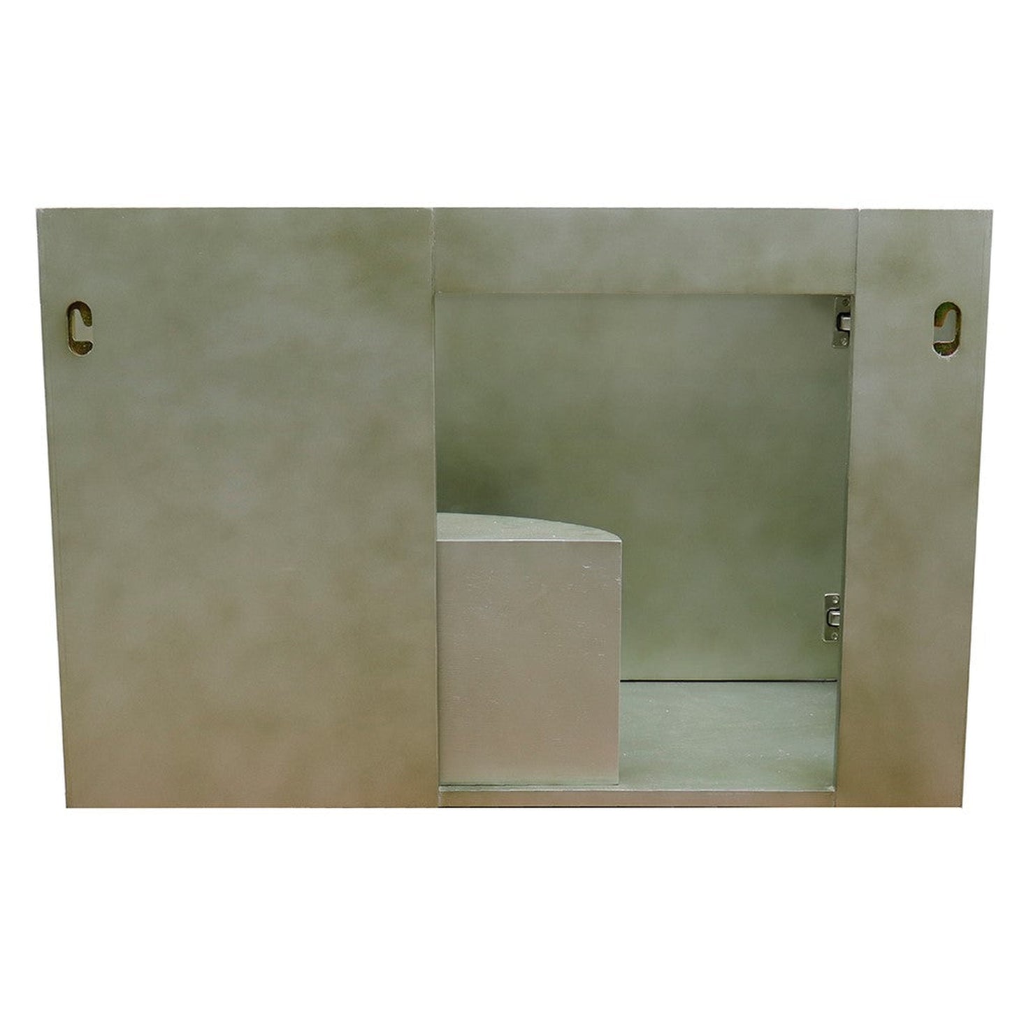 Bellaterra Home Scandi 37" 1-Door 2-Drawer Linen Brown Wall-Mount Vanity Set With Ceramic Undermount Rectangular Sink and Black Galaxy Top
