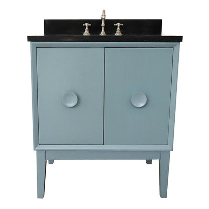 Bellaterra Home Stora 31" 2-Door 1-Drawer Aqua Blue Freestanding Vanity Set With Ceramic Undermount Rectangular Sink and Black Galaxy Top