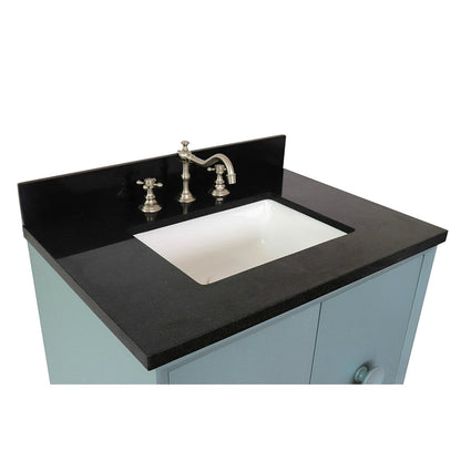 Bellaterra Home Stora 31" 2-Door 1-Drawer Aqua Blue Freestanding Vanity Set With Ceramic Undermount Rectangular Sink and Black Galaxy Top