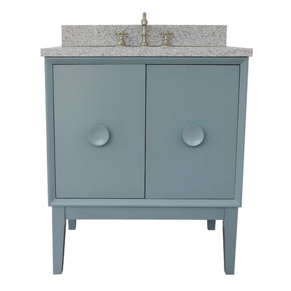 Bellaterra Home Stora 31" 2-Door 1-Drawer Aqua Blue Freestanding Vanity Set With Ceramic Undermount Rectangular Sink and Gray Granite Top