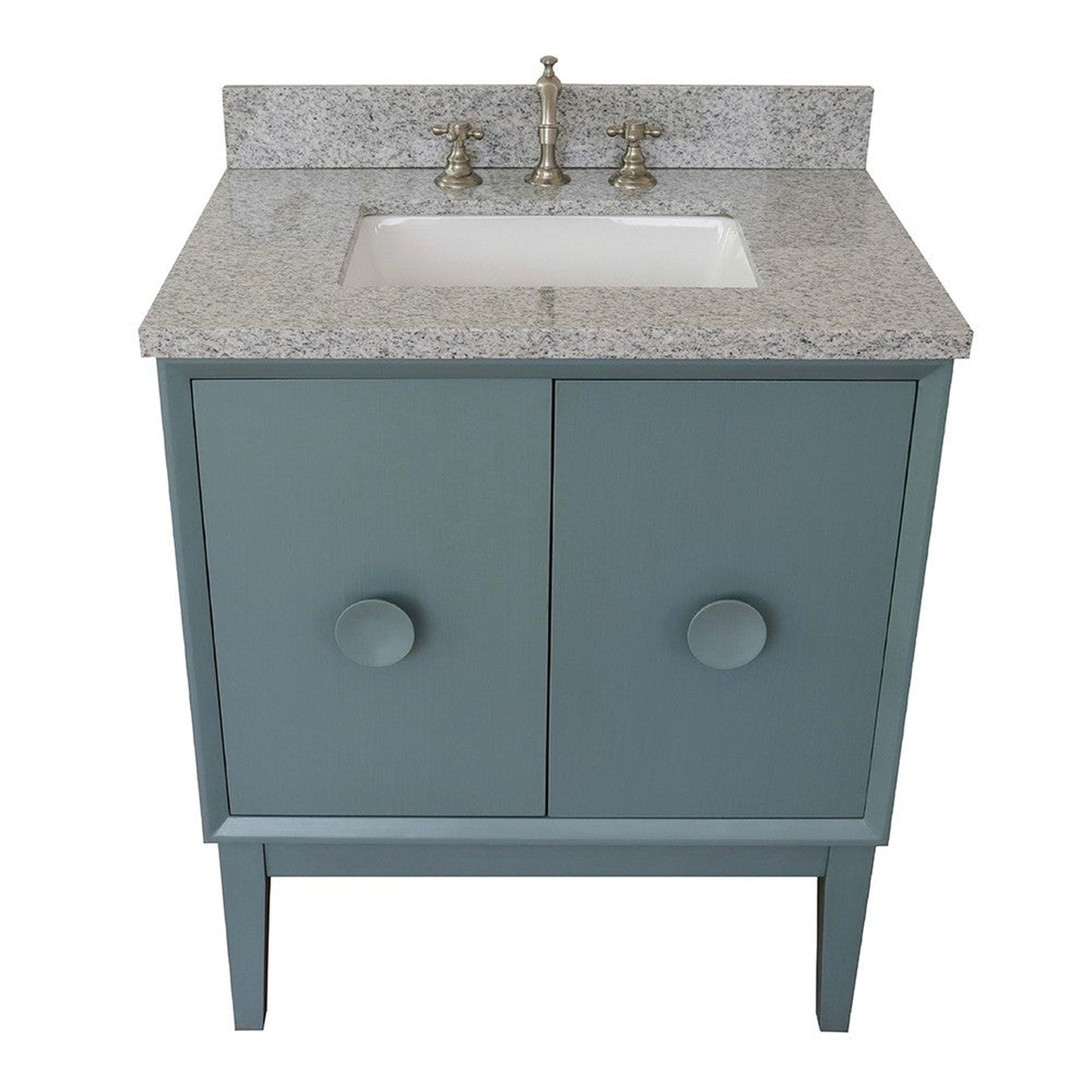 Bellaterra Home Stora 31" 2-Door 1-Drawer Aqua Blue Freestanding Vanity Set With Ceramic Undermount Rectangular Sink and Gray Granite Top