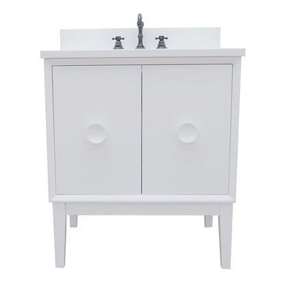 Bellaterra Home Stora 31" 2-Door 1-Drawer White Freestanding Vanity Set With Ceramic Undermount Oval Sink and White Quartz Top