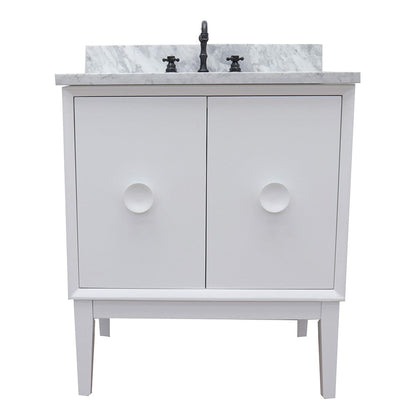 Bellaterra Home Stora 31" 2-Door 1-Drawer White Freestanding Vanity Set With Ceramic Undermount Rectangular Sink and White Carrara Marble Top