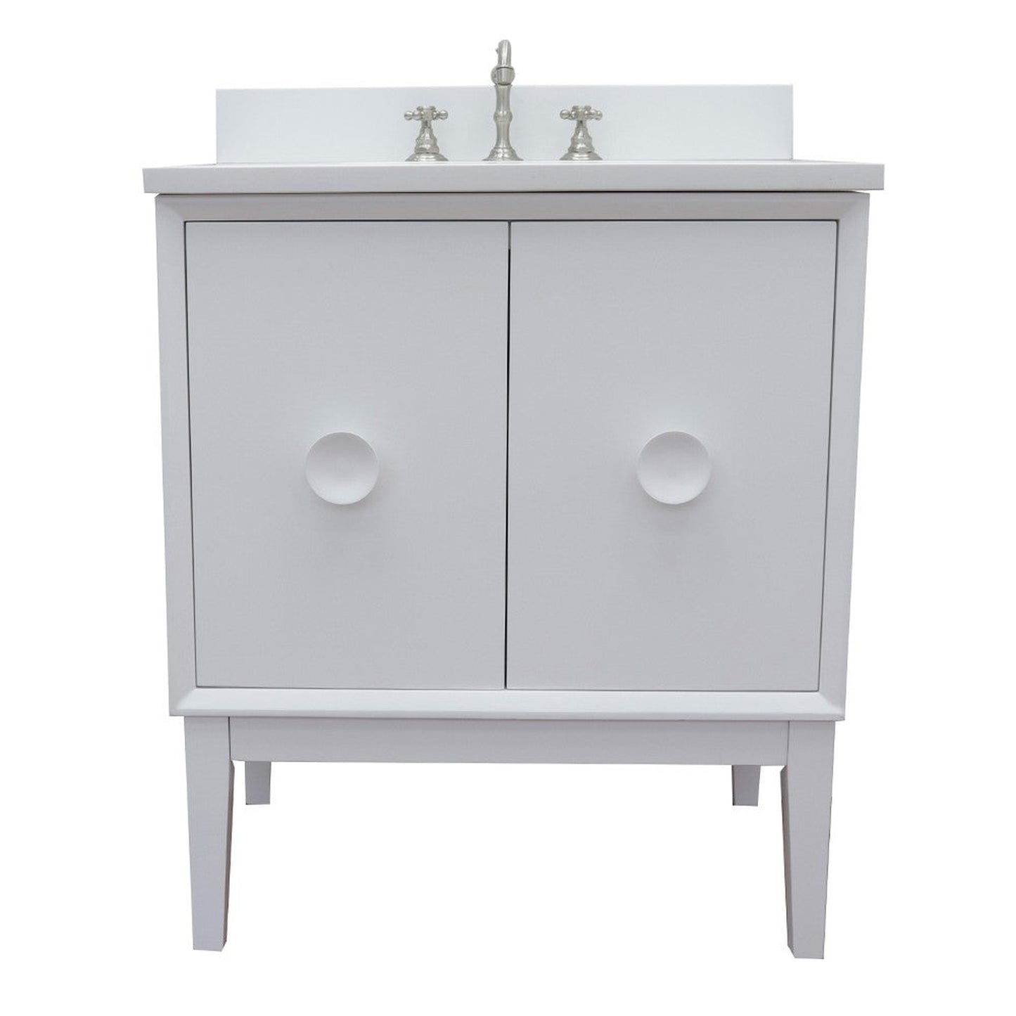 Bellaterra Home Stora 31" 2-Door 1-Drawer White Freestanding Vanity Set With Ceramic Undermount Rectangular Sink and White Quartz Top