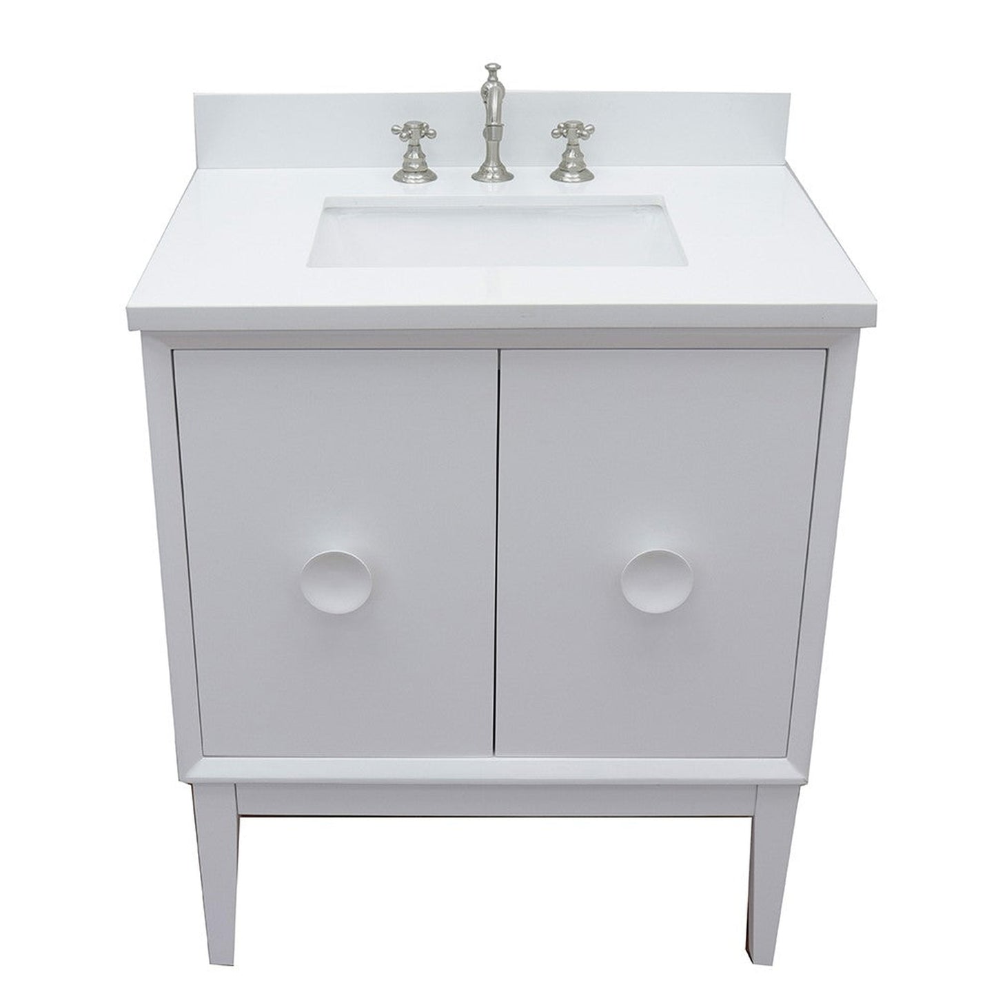 Bellaterra Home Stora 31" 2-Door 1-Drawer White Freestanding Vanity Set With Ceramic Undermount Rectangular Sink and White Quartz Top